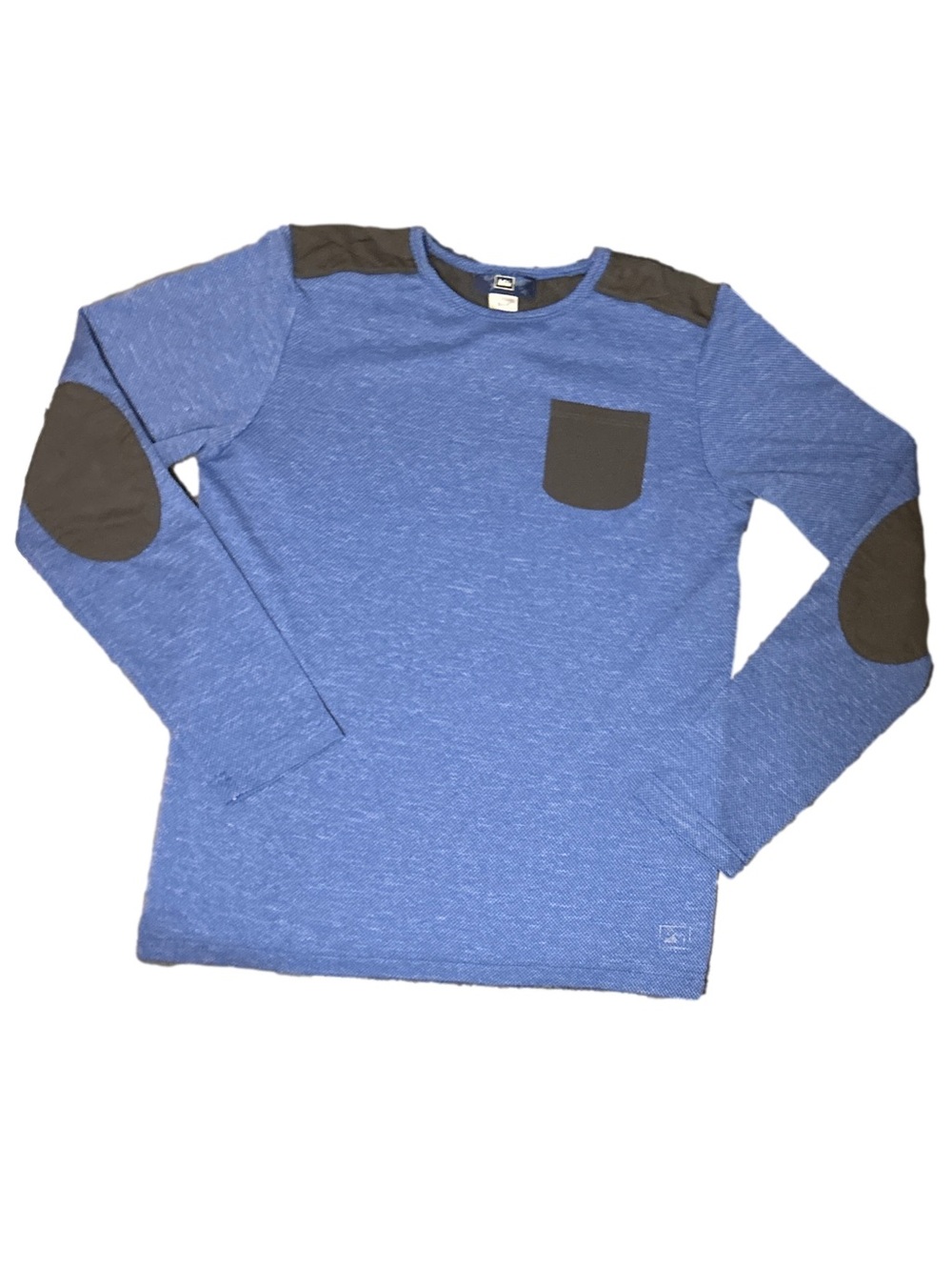 REI Kids Blue Long-Sleeve Shirt with Contrast Elbow Patches L 14-16
